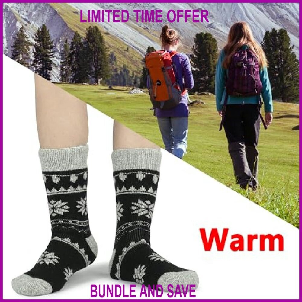 Women's Thermal Crew Socks Size 5-10 Acrylic Warm Winter Boot Socks - Picture 7 of 8